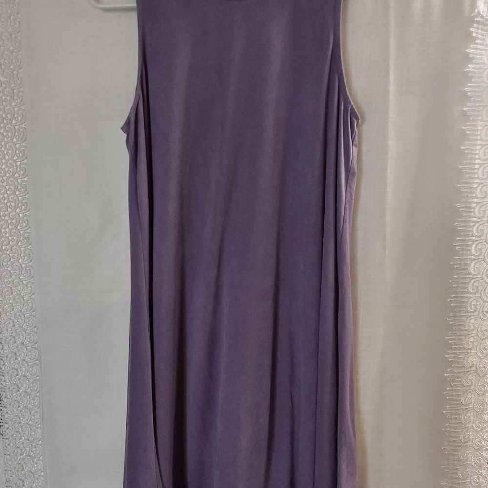 Pink Republic Dress, Women's Sleevele Purple Faux Suede Swing Dress, Size Large